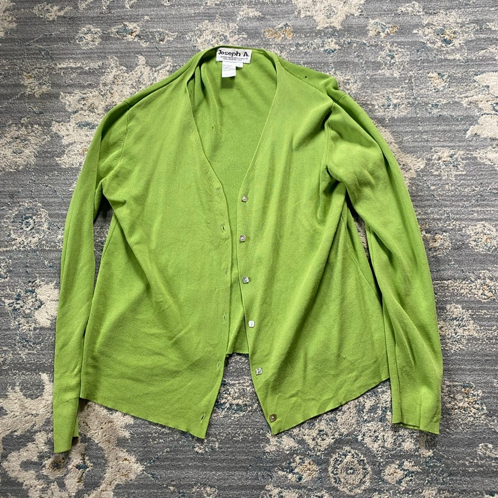 Vintage Joseph A. Lime Green Stretchy Cardigan (L)